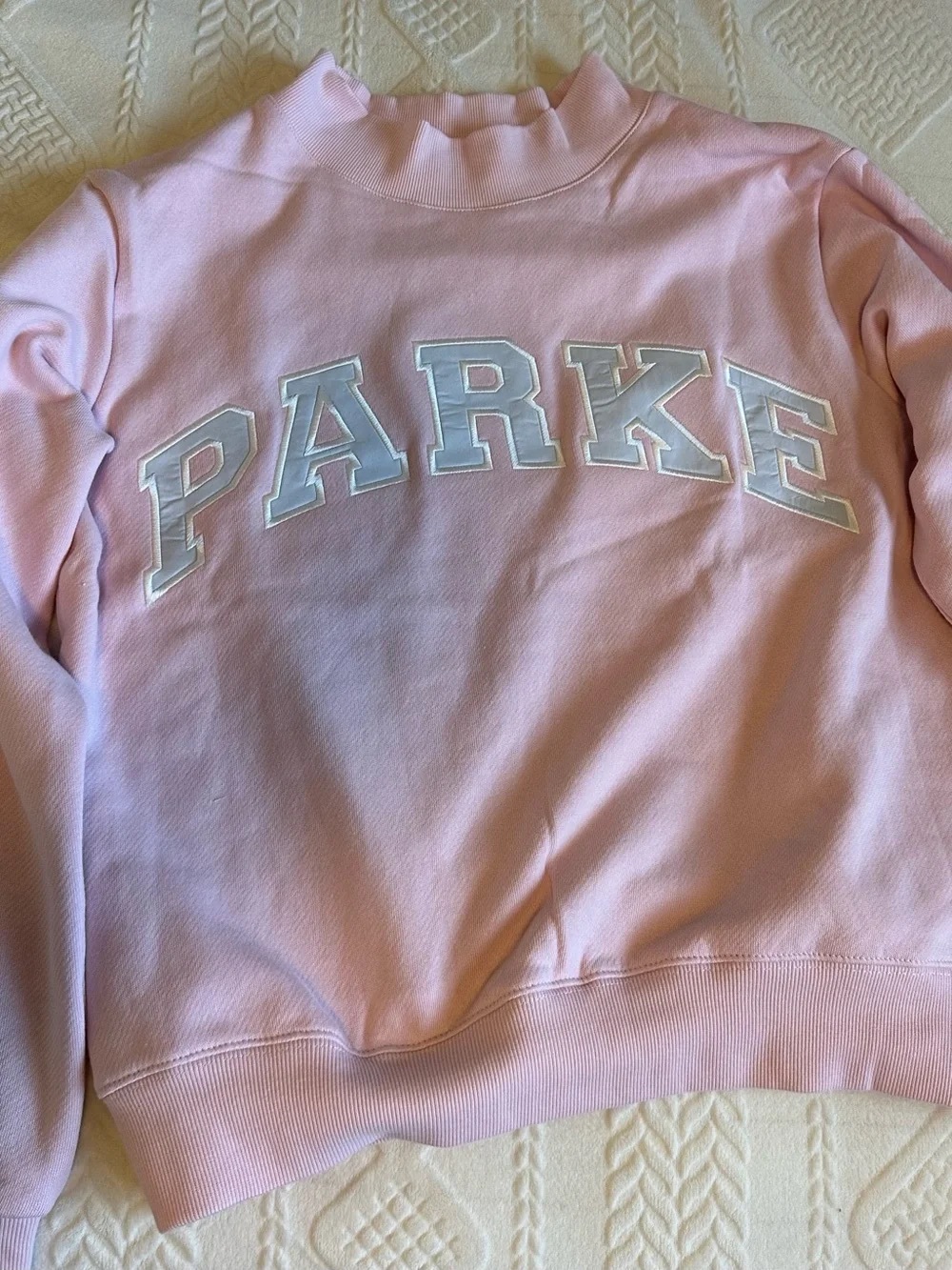 Parker Light Pink Collegiate Mock Neck Sweater
